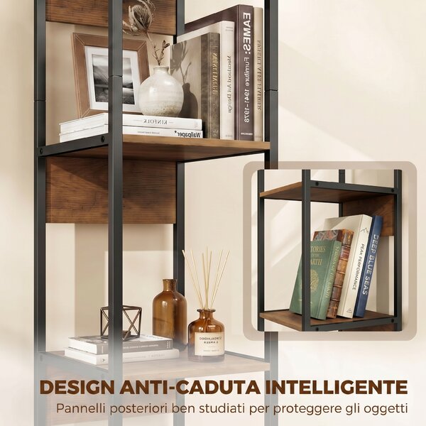 HOMCOM Libreria a 6 Ripiani, Finitura in Legno Marrone | Aosom Italy