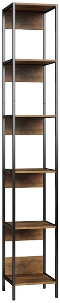 HOMCOM Libreria a 6 Ripiani, Finitura in Legno Marrone | Aosom Italy