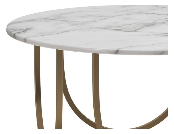 Tavolino da salotto rotondo bianco/dorato con effetto marmo ø 79 cm Gwyneth – CosmoLiving by Cosmopolitan