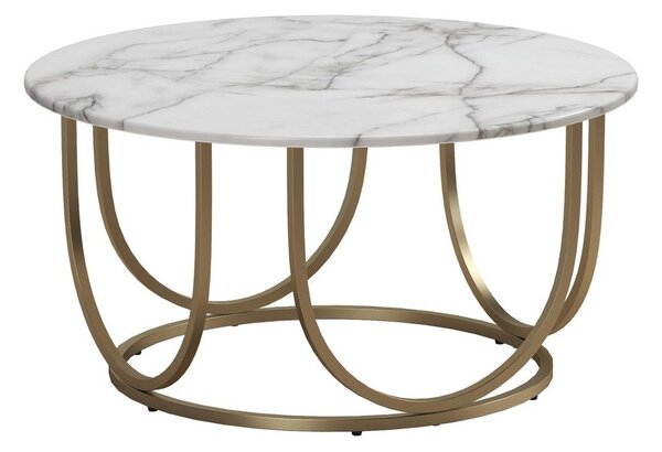Tavolino da salotto rotondo bianco/dorato con effetto marmo ø 79 cm Gwyneth – CosmoLiving by Cosmopolitan