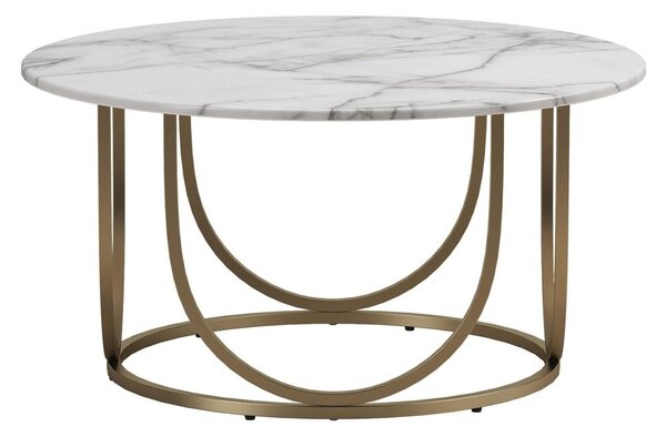 Tavolino da salotto rotondo bianco/dorato con effetto marmo ø 79 cm Gwyneth – CosmoLiving by Cosmopolitan