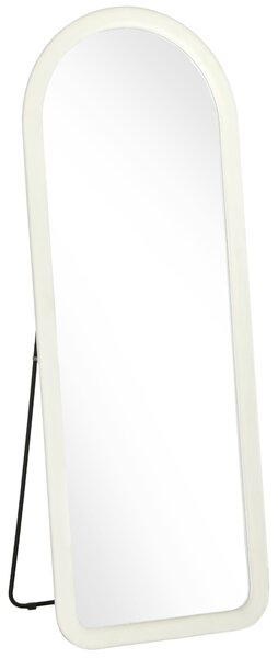 HOMCOM Specchio Intero 160x60 Cm, Ad Arco, Da Terra O Parete, Cornice Flanella, Bianco Crema | Aosom Italy