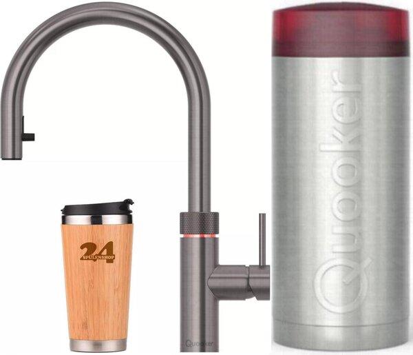 "QUOOKER Flex COMBI+ B bocca estraibile PVD canna di fucile & miscelatore 100°C (22+XGME)" Miscelatore per lavello con funzione di acqua bollente a 100°C Inclusa tazza termica