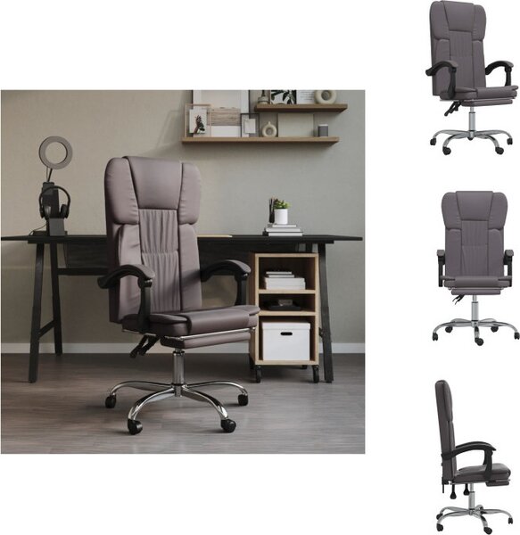 VidaXL Sedia da ufficio con funzione reclinabile in Pelle finta grigia - Sedie da ufficio