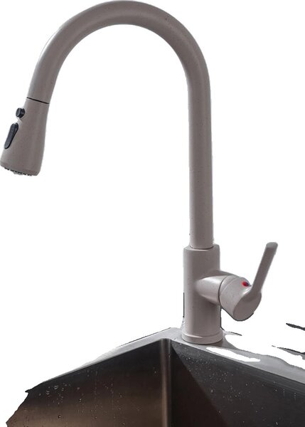 Rubinetto da cucina estraibile, modalità di erogazione versatile, struttura in acciaio inox, CF04043YMWM Beige