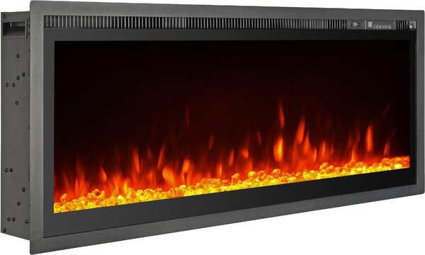 Dmora Camino Elettrico Casanova 127x14x45h cm Nero, Superficie Riscaldabile 30 m2 Potenza (kw) 0.75/1.5