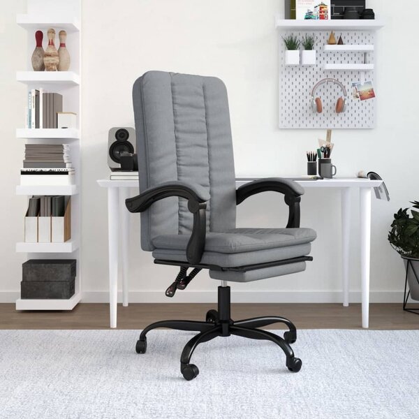 The Living Store Sedia da ufficio con funzione reclinabile Tessuto grigio chiaro