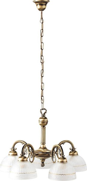 Rabalux 8815 Lampadario 5 spot Flossi, E27, bronzo-argento-bianco, rotondo, classico, ø520mm