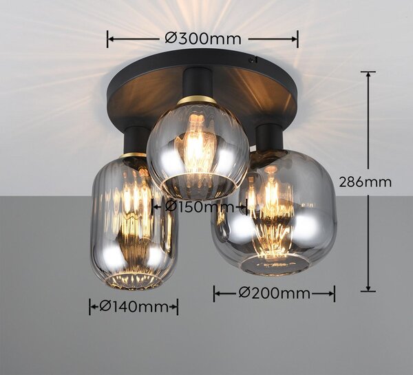 Lampade TRIO Lampada da soffitto DIVA DH 39x28,50 cm nera Lampada da soffitto
