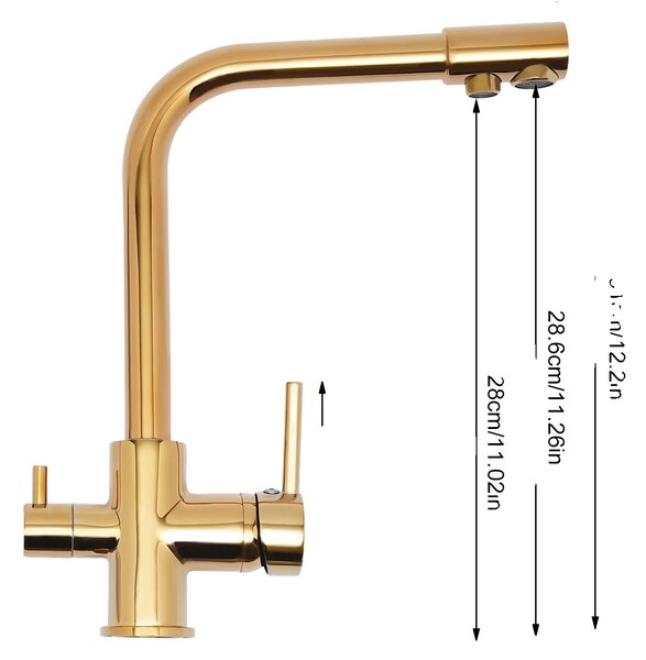 Rubinetto da cucina, finitura oro, rotazione a 360°, doppio controllo dell'acqua , oro