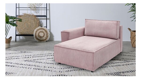 Modulo divano in velluto a coste rosa chiaro, angolo sinistro Nihad modular - Bobochic Paris