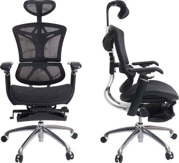 Sedia da ufficio SIHOO, ergonomica, poggiapiedi regolabile, supporto lombare ~ nera