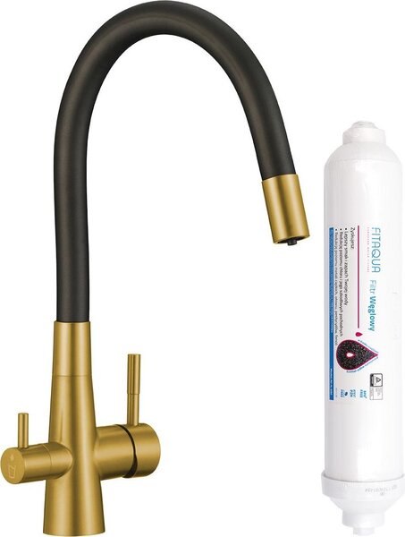 Rubinetto da cucina RIVECO Laveo con bocca flessibile e filtro Amii Gold