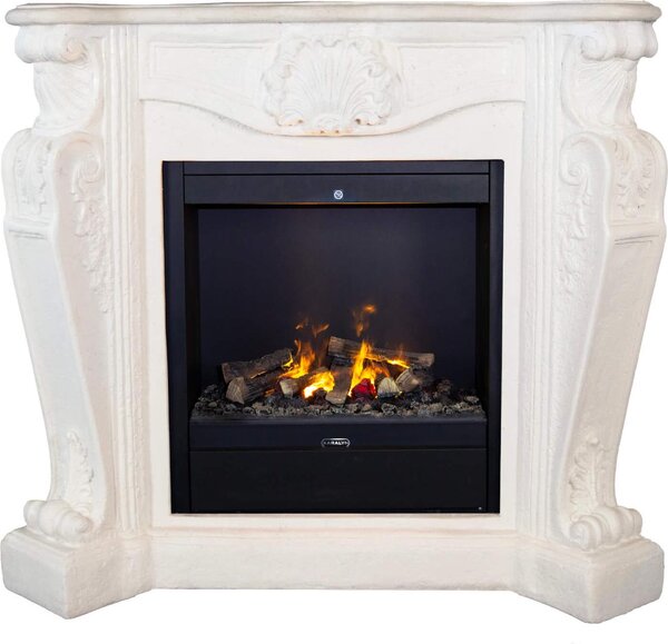 Caminetto a vapore acqueo Xaralyn - Louis EAL-W - pietra naturale bianca - riscaldatore da 1500 watt - con telecomando - caminetto elettrico Opti-Myst - caminetto da incasso incluso - caminetto decorativo