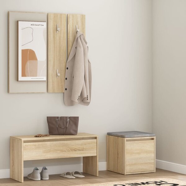 The Living Store Set di mobili per corridoio in legno rovere Sonoma