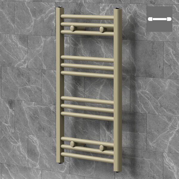 Asciugamani radiante LuxeBath Sahara, 500x800 mm, beige, con attacco laterale, asciugamani radiante a pannello, porta asciugamani radiante da parete per bagno