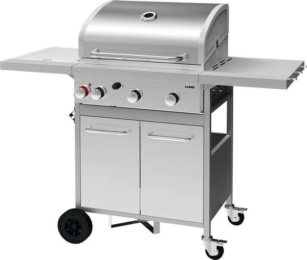 Grill a gas 12,8kW, 3+1 bruciatori, acciaio inox