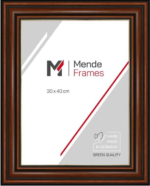 MendeFrames cornice in legno H017 noce con bordo dorato 50x100 cm