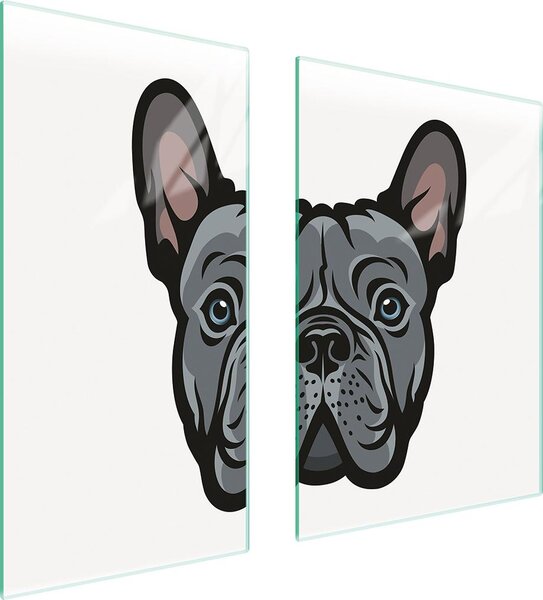 Piastre copri fornelli 2 pezzi 75x52 Vetroceramica copri piano cottura vetro tagliere cane grigio