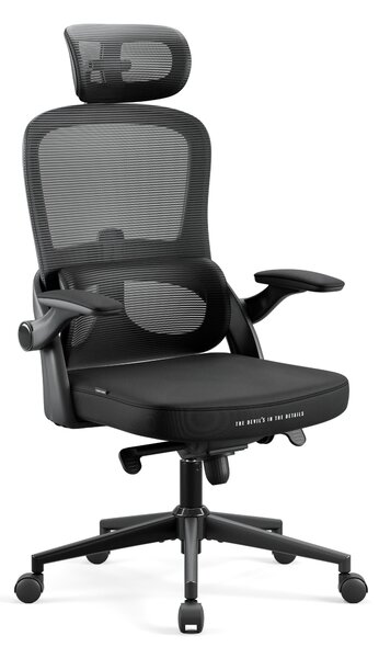 Diablo V-Light Sedia da ufficio ergonomica Braccioli 3D Supporto lombare integrato Portata fino a 110 kg Nero