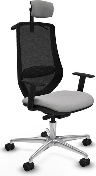 Sedia da ufficio Piqueras y Crespo modello D086N2H, colore grigio chiaro