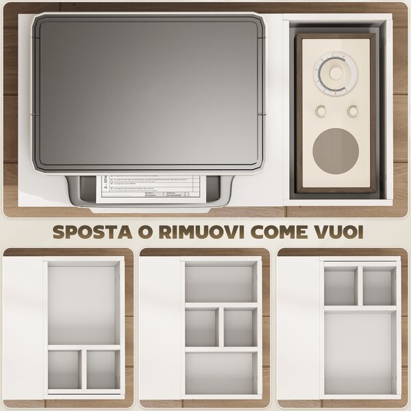 HOMCOM Tavolino da Salotto con Ruote, Vani Aperti, Ripiano e Scomparto, 70x36x60 cm, Bianco | Aosom Italy