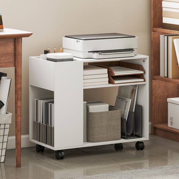 HOMCOM Tavolino da Salotto con Ruote, Vani Aperti, Ripiano e Scomparto, 70x36x60 cm, Bianco | Aosom Italy