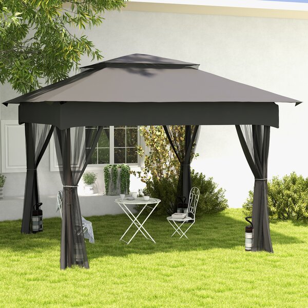 Set 4 Pesi per Gazebo 20x10x43 cm Riempibili con Sabbia fino a 12 kg in Tessuto Oxford 168D Nero e Grigio
