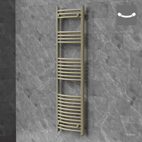Asciugamani radiante LuxeBath Sahara, 500x1500 mm, beige. Radiatore per bagno con attacco laterale, asciugamani radiante curvo, porta asciugamani, radiatore da parete per bagno