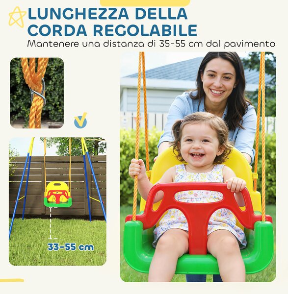 AIYAPLAY Altalena da Giardino per Bambini Altalena per Neonato 3 in 1 Verde | Aosom Italy