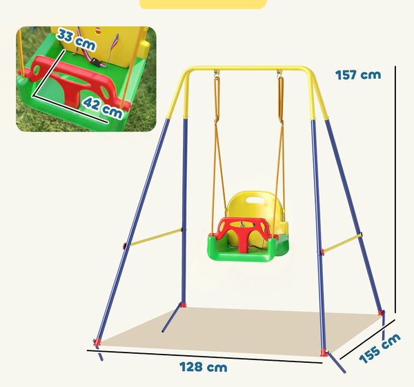 AIYAPLAY Altalena da Giardino per Bambini Altalena per Neonato 3 in 1 Verde | Aosom Italy