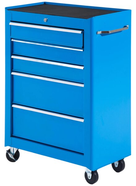 HOMCOM Carrello Porta Utensili Attrezzi Attrezzatura con Cassettiera Azzurro 61.5 x 33 x 82.5cm