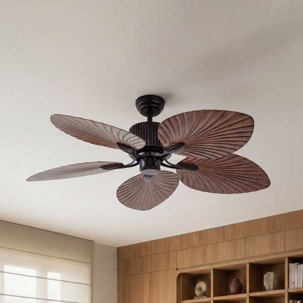 Ventilatore da soffitto Lucande Silvaris Ø 132 cm effetto legno, DC, silenzioso, Legno scuro, Soggiorno / Sala da pranzo, Plastica, Scandinavo