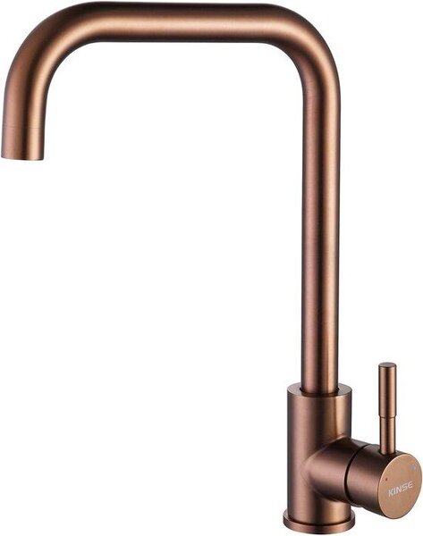 Rubinetto da cucina in acciaio inossidabile resistente alla ruggine con braccio girevole a 360 gradi, rubinetto da cucina a getto alto, lega dorata