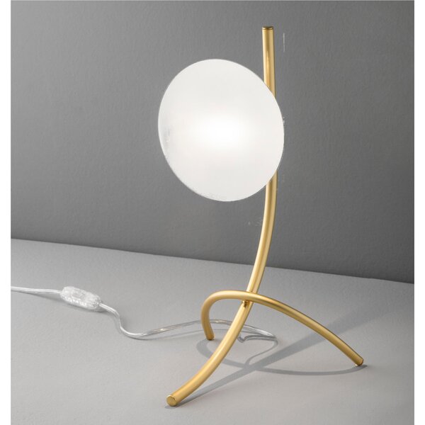 Lampada da Tavolo, Abat-Jour struttura in metallo Oro Satinato MODELLO DOLCE Dimensioni 15xh 16 cm G9 1x Max 25 Watt 0,52 kg Diffusore in vetro bianco satinato