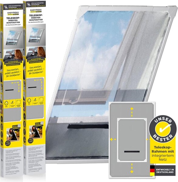 EASYmaxx Insect Protect Zanzariera telescopica per finestre da tetto - Set da 2 pezzi