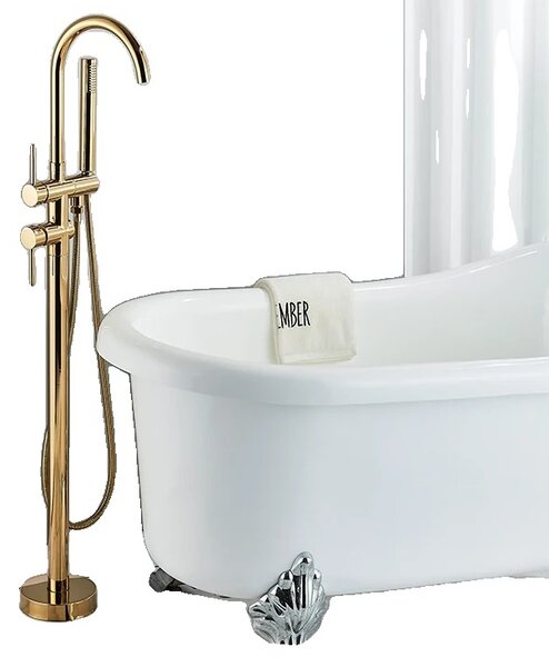 Rubinetto da bagno, bocca girevole a 360°, doccetta in ABS, Golden A