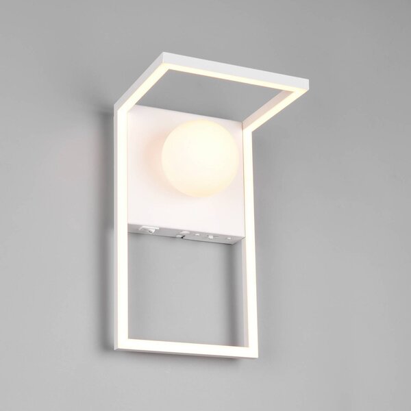 Trio Lighting Applique da parete Arola, dimmerabile, Bianco / Opale, Soggiorno / Sala da pranzo, Metallo, Moderno, Applique