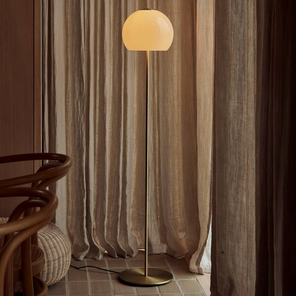 FRANDSEN Lampada da terra Ball Glass, Crema / Ambra, Soggiorno / Sala da pranzo, Vetro, Design, Lampada da terra