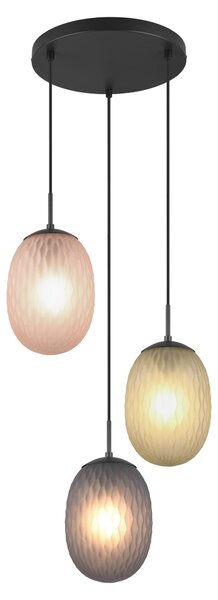 Lampada a sospensione FACETTE nero-fumo-ambra-verde 3xE27x25W vetro, dimensioni: 150x43x43 cm IP20 Trio