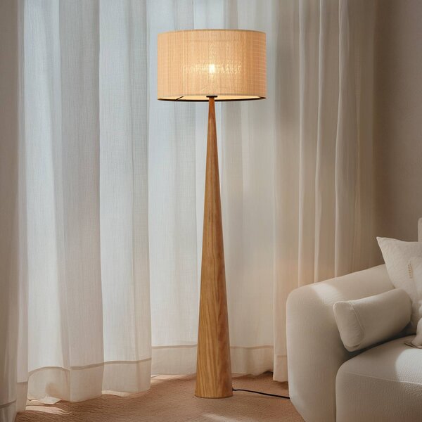 Lampada da terra Fabrena Lucande, Legno chiaro, Soggiorno / Sala da pranzo, Legno, Lampada da terra