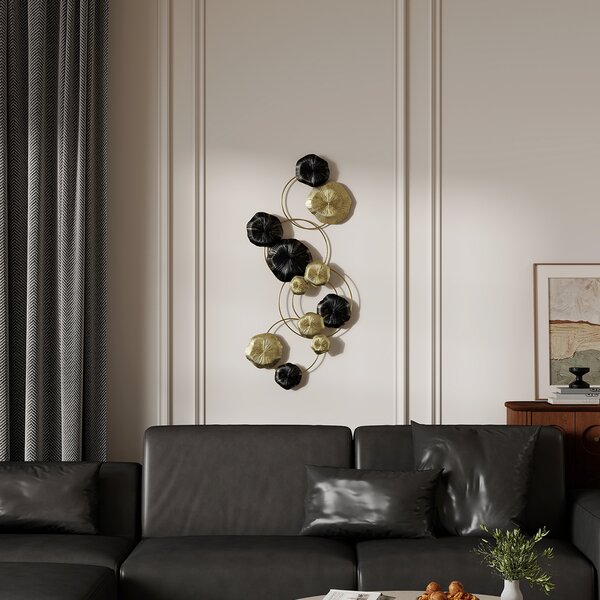 HOMCOM Decorazione da Parete in Metallo a Forma di Foglia, 84x35 cm, Oro e Nero | Aosom Italy