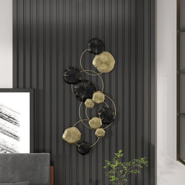 HOMCOM Decorazione da Parete in Metallo a Forma di Foglia, 84x35 cm, Oro e Nero | Aosom Italy