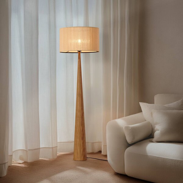 Lampada da terra Fabrena Lucande, Legno chiaro, Soggiorno / Sala da pranzo, Legno, Lampada da terra