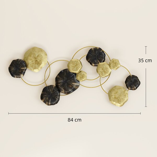 HOMCOM Decorazione da Parete in Metallo a Forma di Foglia, 84x35 cm, Oro e Nero | Aosom Italy