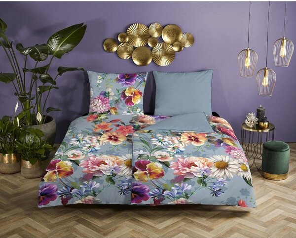 Lenzuolo singolo in cotone organico grigio Girasole, 140 x 220 cm Organic - Descanso