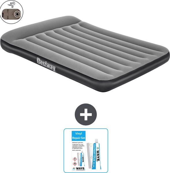 Materasso gonfiabile Bestway - Letto alla francese - 137 x 191 x 30 cm - Grigio - Accessori inclusi