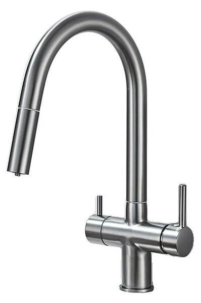 Rubinetto da cucina, design a due maniglie, rotazione di 360 gradi, funzione acqua calda e fredda, rubinetto da cucina