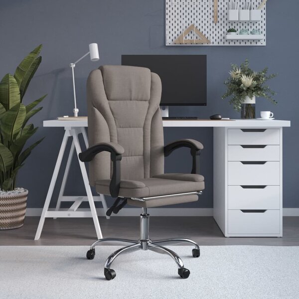 The Living Store Sedia da ufficio con funzione reclinabile Tessuto Taupe