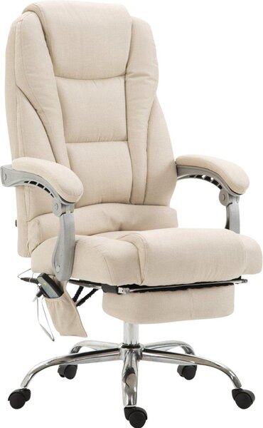 Sedia massaggiante ergonomica - Confortevole sedia da ufficio - Altezza regolabile e poggiapiedi | Colore: crema
